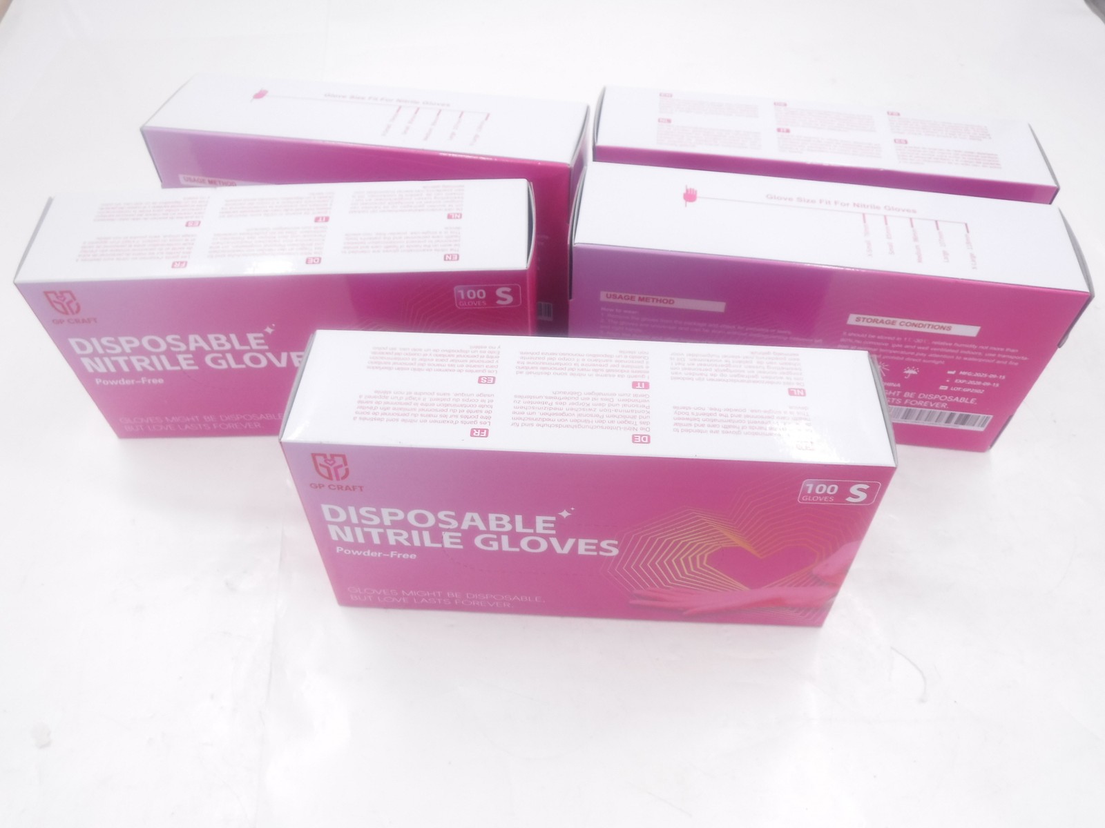 500 Pack GP Craft Size Small Pink Disposable Pink Nitrile Gloves