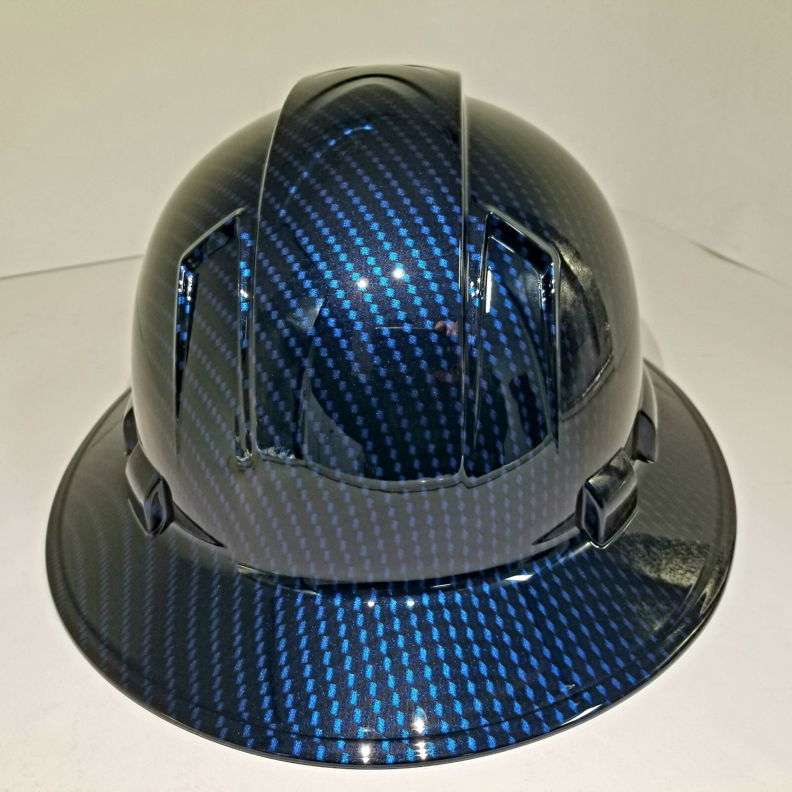 NEW FULL BRIM Hard Hat custom hydro dipped Deep blue candy carbon fiber sick