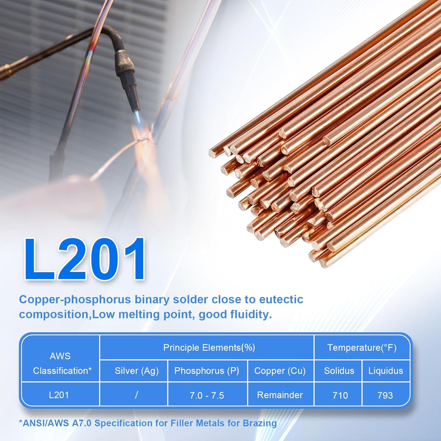 30 Pcs Phosphor Copper Brazing Rods for Welding Copper and Alloys