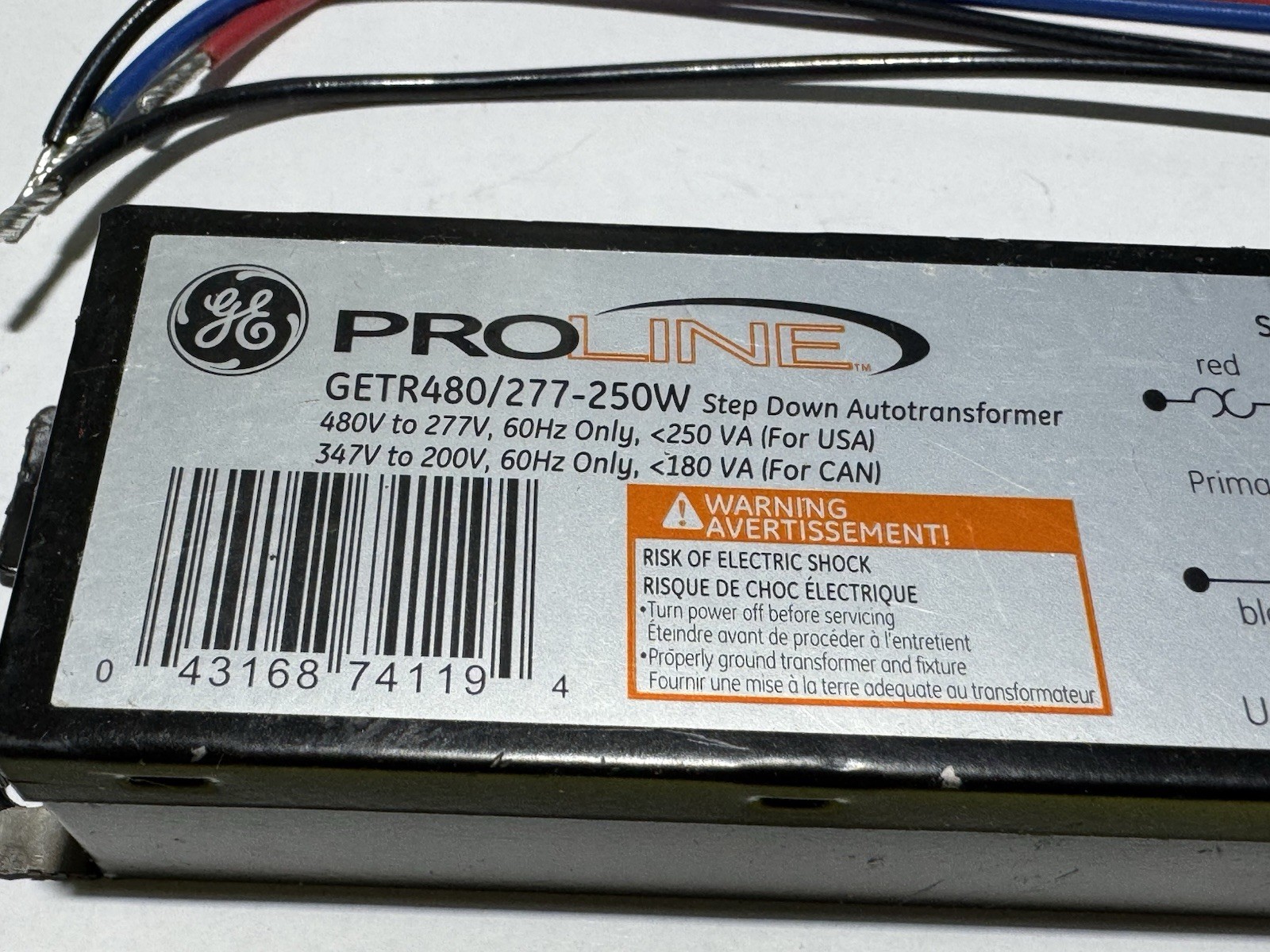 GE Proline Step Down Autotransformer 60hz Ballast GETR480/277-250W