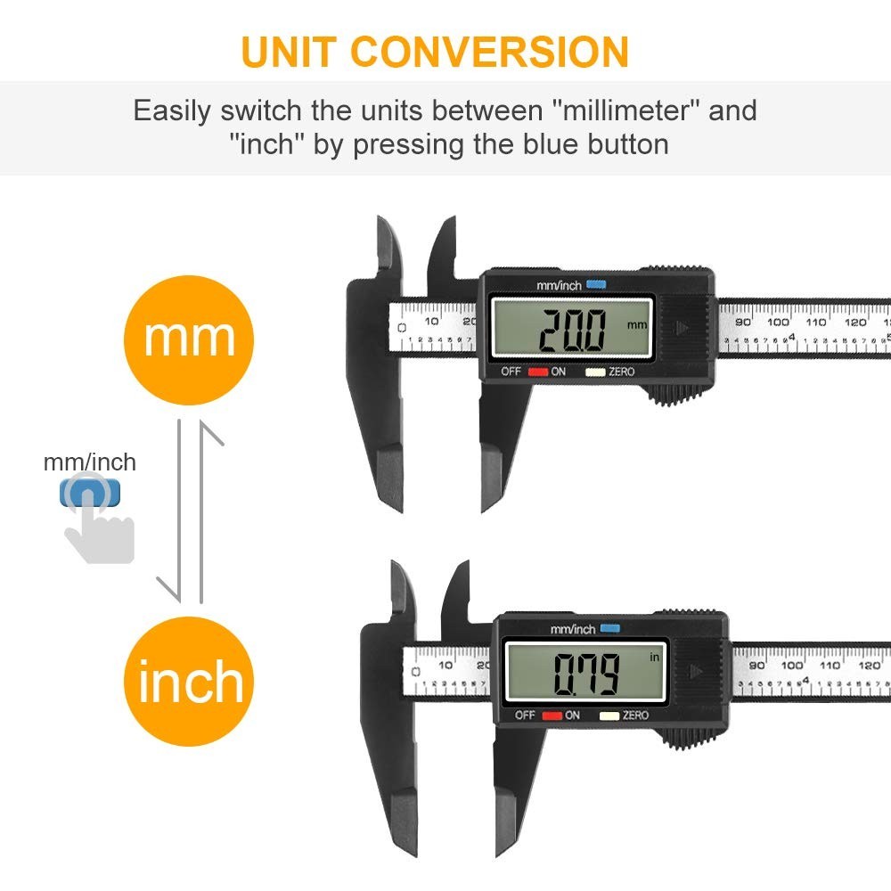 Digital Caliper 6 Inch with Large LCD, Auto-Off, and Unit Conversion