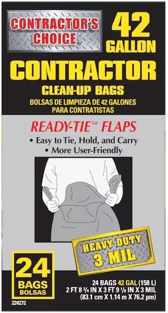 Contractor’s Choice 24-Count 42-Gallon Outdoor Clean Up Construction Trash Bags