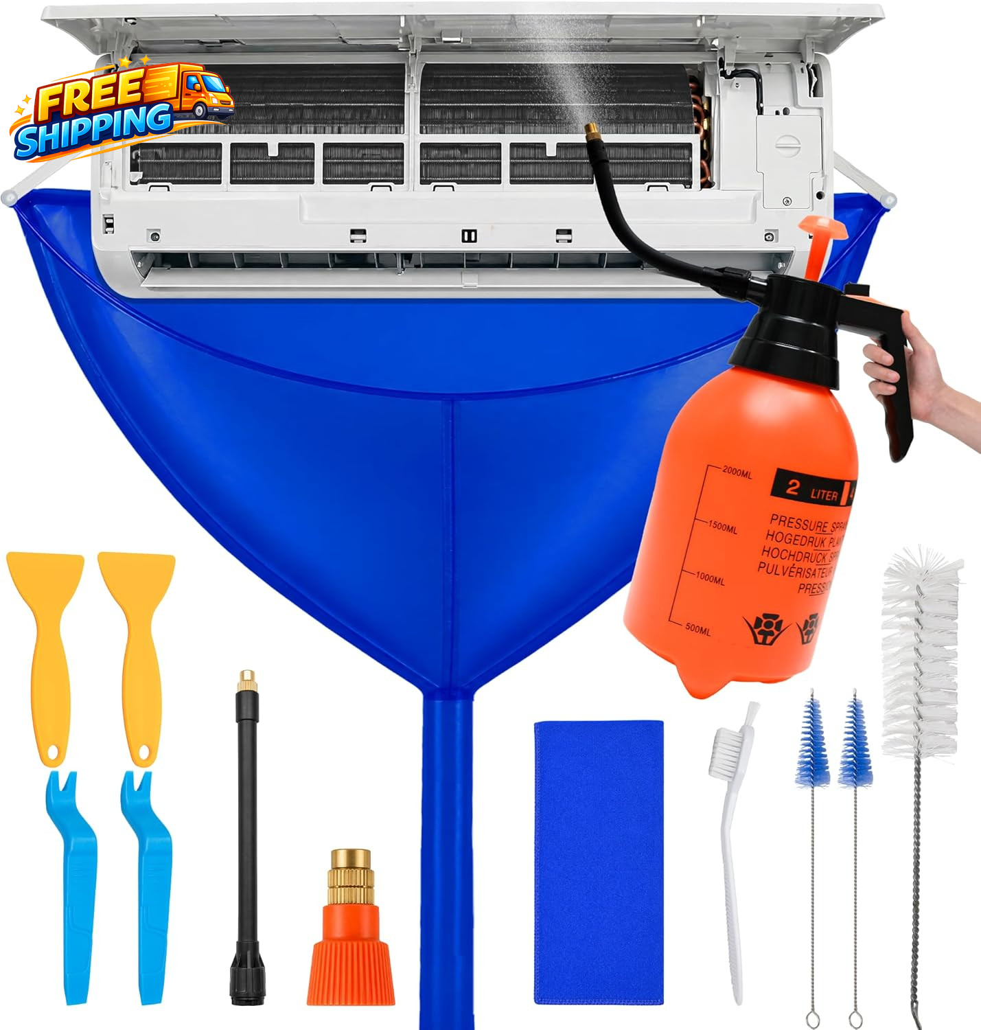 Mini Split Cleaning Kit Waterproof Mini Split Cleaning Bag with 2L Rotatable