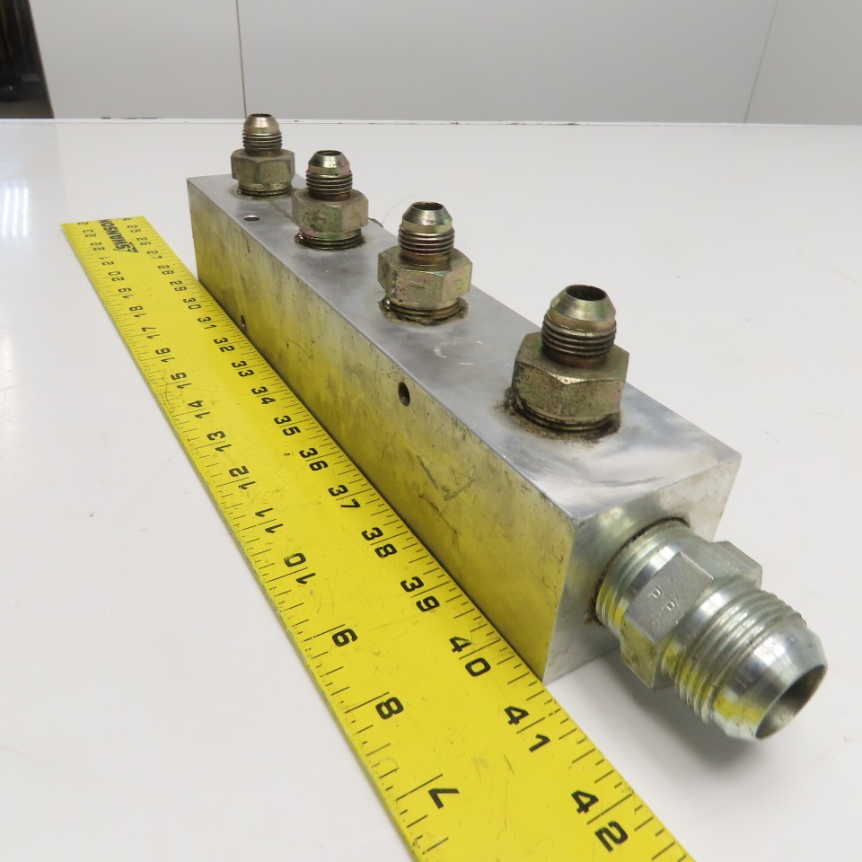 8 Port 90° Aluminum Hydraulic Fluid Manifold Block