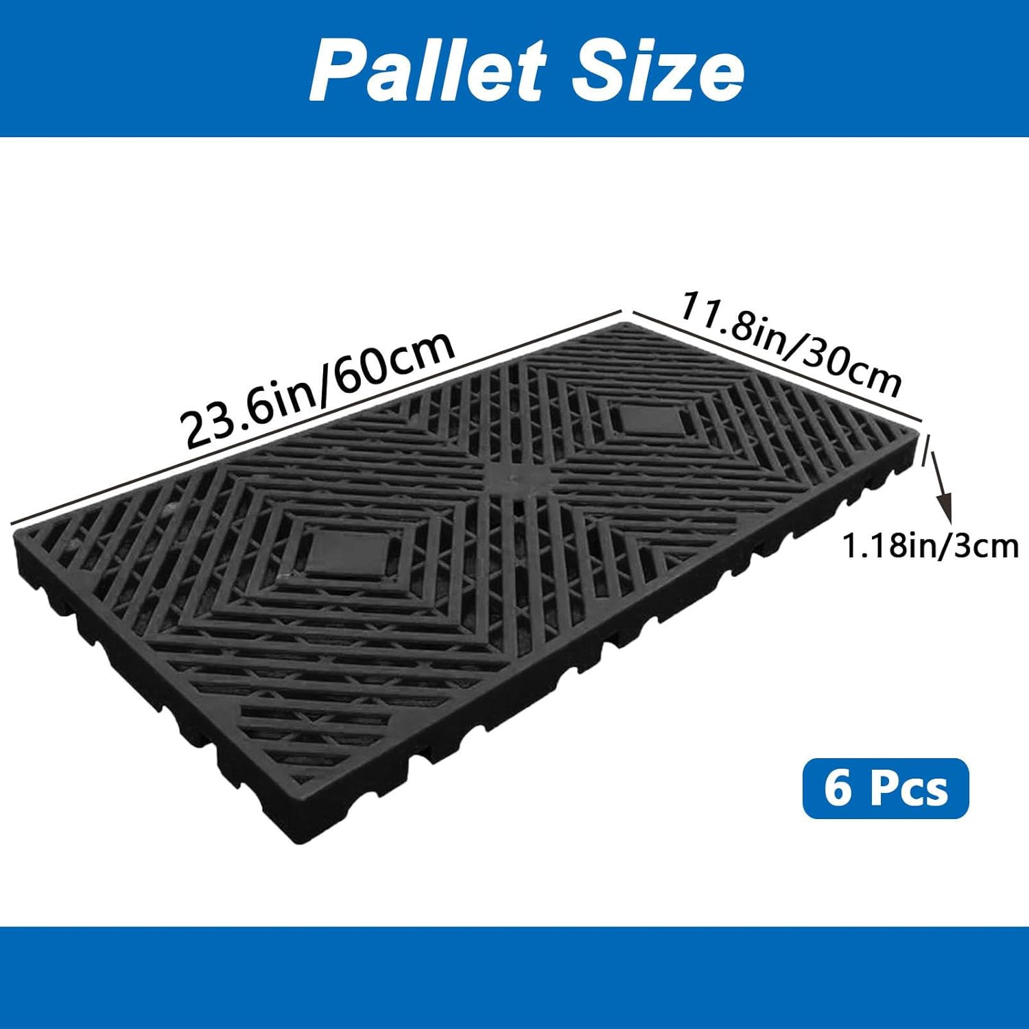 Lightweight Moisture-Proof Plastic Pallets for Indoor and Outdoor Use (6 Pcs)