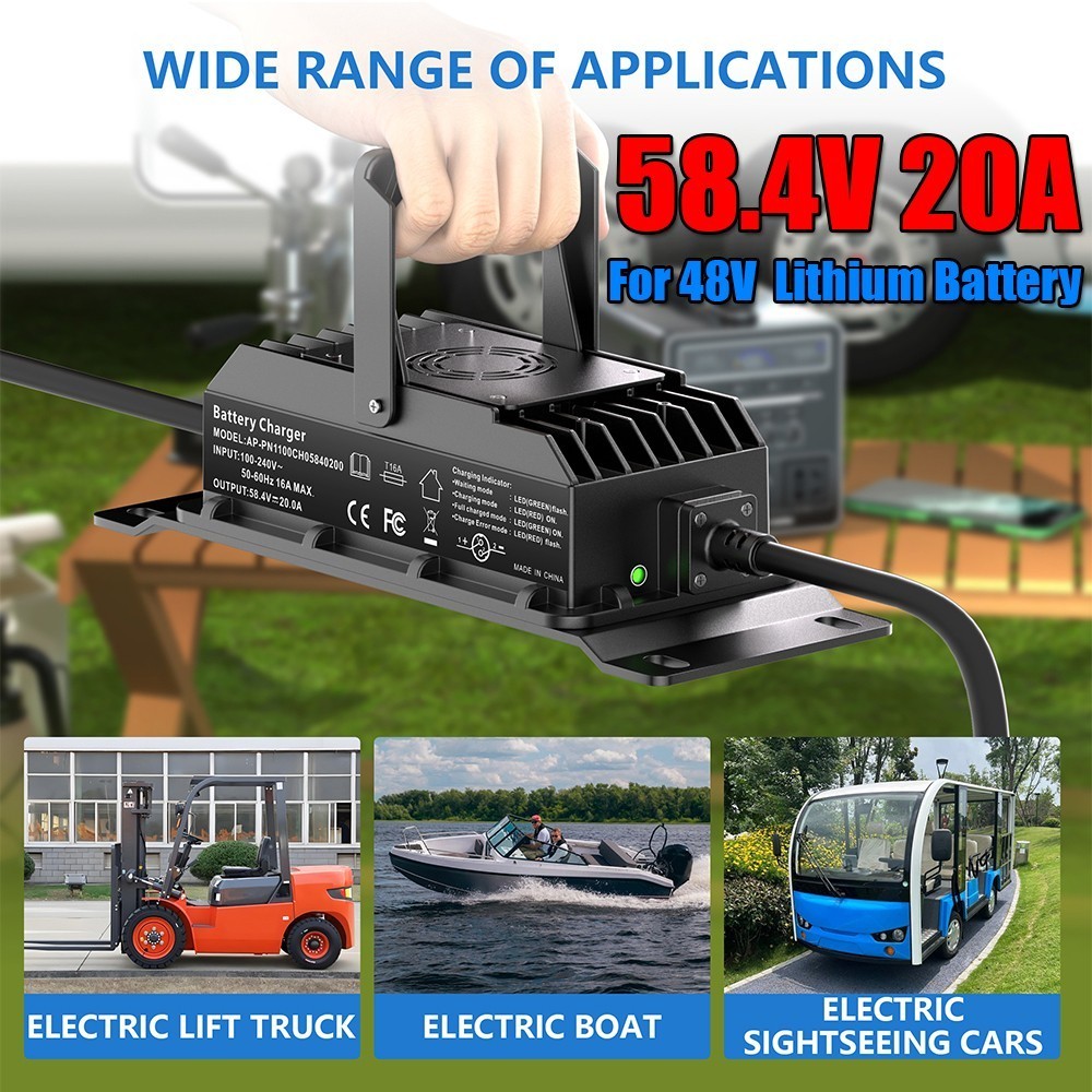 20A 58.4V Lithium Battery Charger for LiFePO4 48V Lithium Battery Rapid Charging