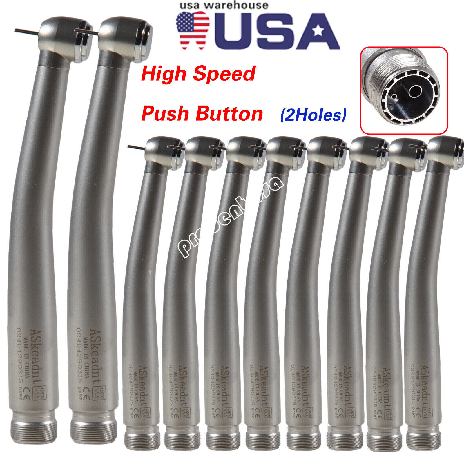 10pcs NSK Style Dental High Speed Handpiece Push Button 2 Hole Borden ASkeadnt