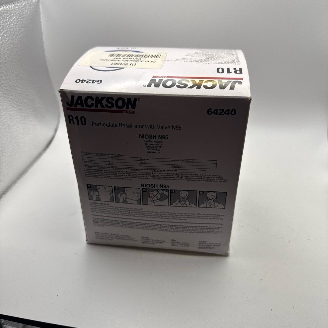 JACKSON SAFETY R10 N95 Respirator 10 Pack 64240 NIOSH Certified Disposable
