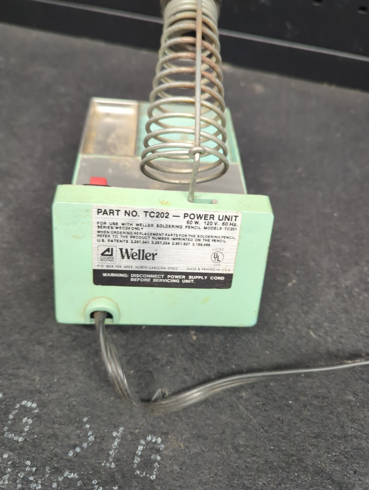 Weller TC202 Power Unit 60 Watt 120Vac Used Good missing TC201 soldering iron