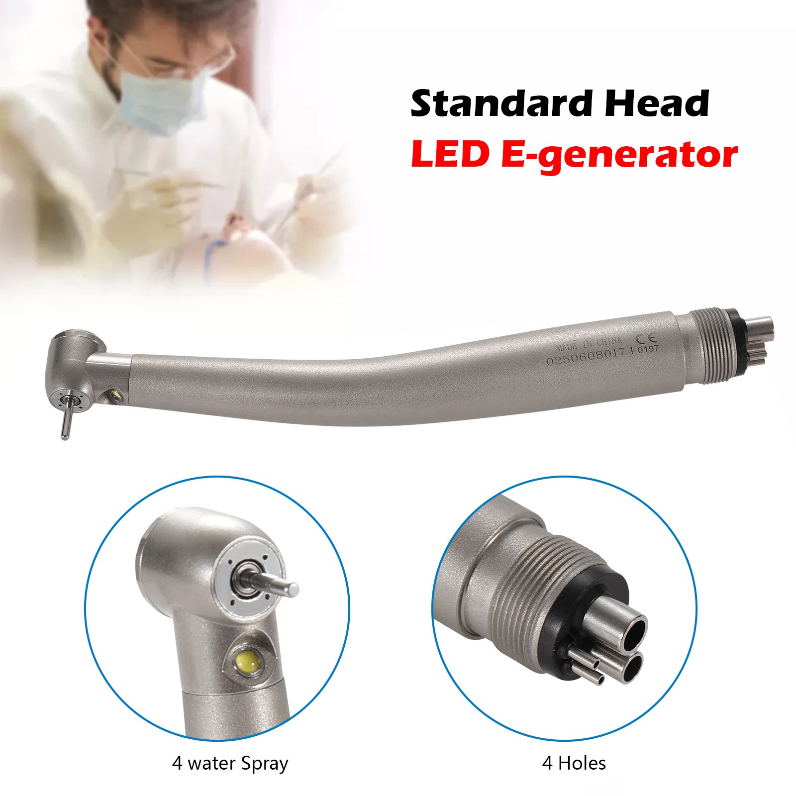 Dental LED Fibre Optic Contra Angle 1:1 Handpiece Fit NSK Ti-Max X25L Style