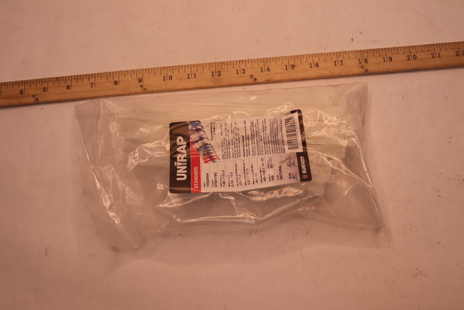 (100-Pk) Burndy Nylon 6/6 Standard Cable Tie 0.18″ W x 8″ L x 1.75″ Dia.