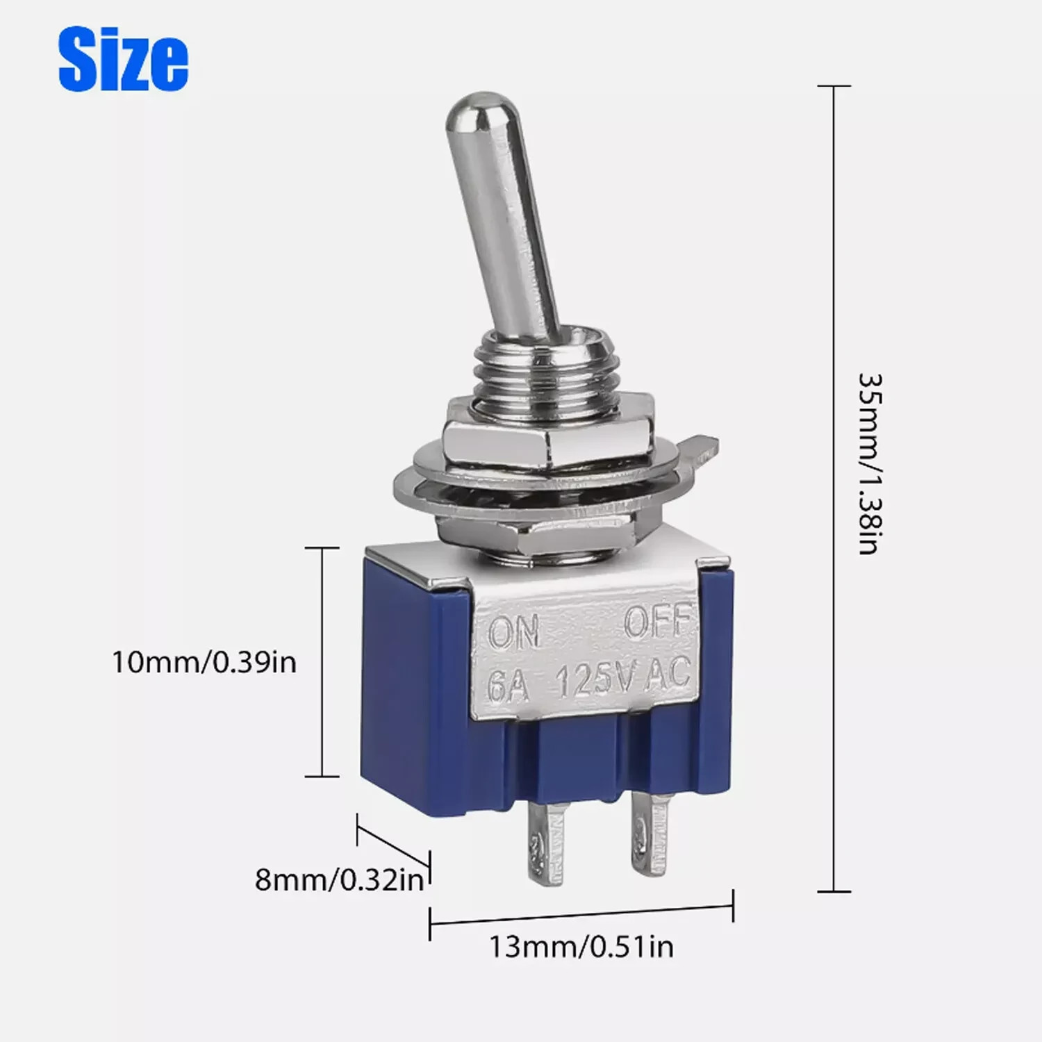 20Pcs MTS-101 2 Position Toggle Switch Kit 2 Pin SPST ON-OFF 6A 125VAC US Stock