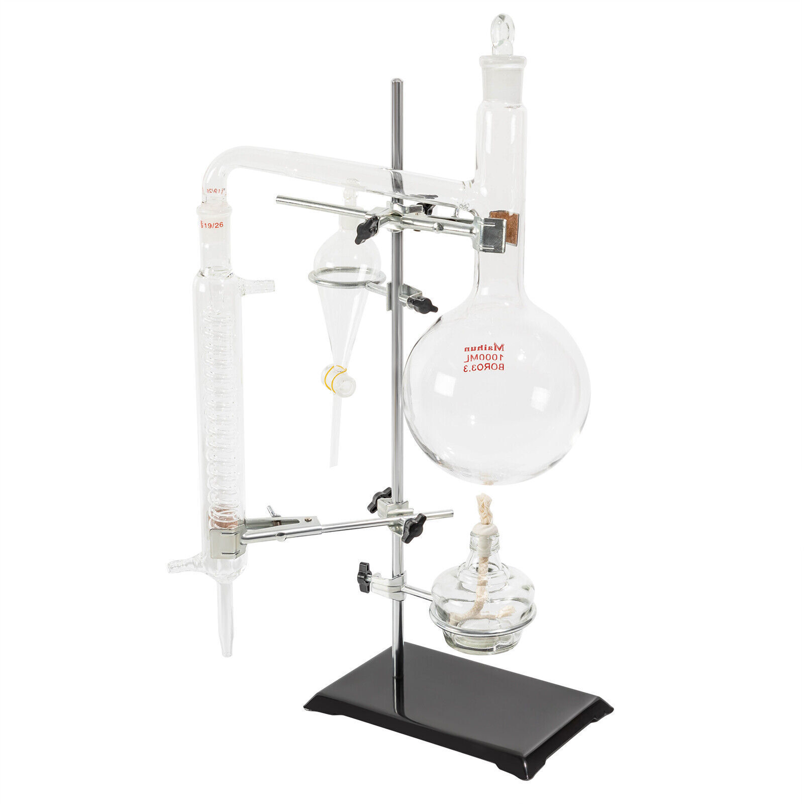 1000ml Distillation Apparatus Kit Chemistry Lab Essential Oil Distilling Glass