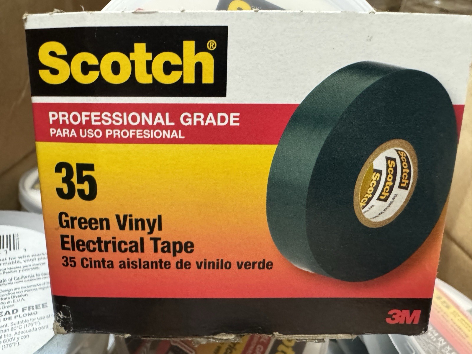 (50 Rolls) 3M 35 Pro Grade Scotch Vinyl Electrical Tape, 3/4 in x 66 ft, Green