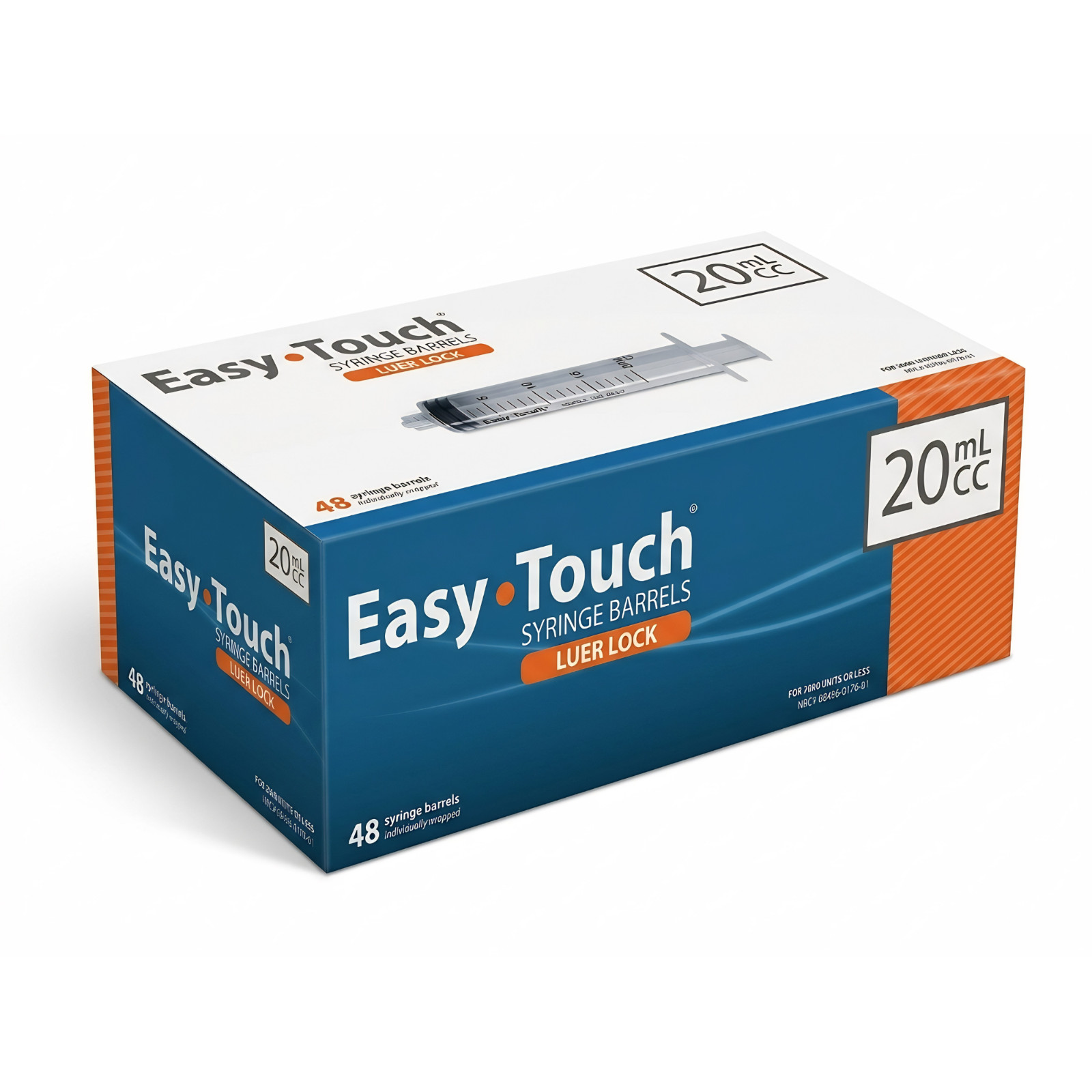EasyTouch 20mL Luer-Lock Syringe Barrel – Sterile, Box of 48 Individually Pack