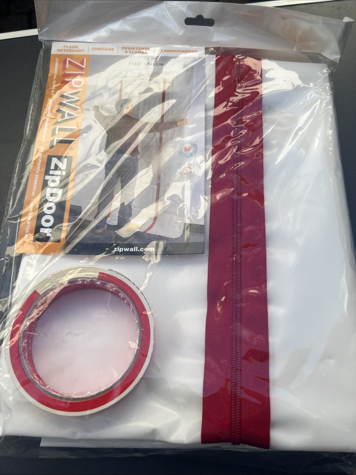 Zipwall 1850072D 5 ft. W X 8.5 ft. L X 4 mil Plastic Door Kit 1 pk