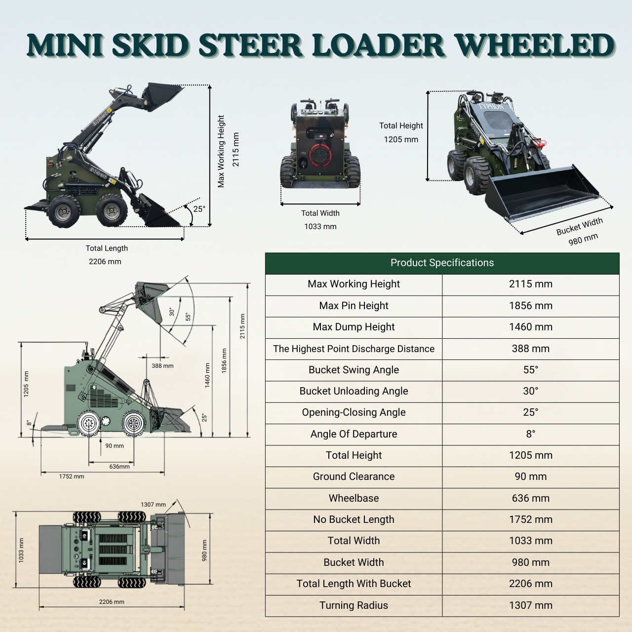 New TYPHON STOMP 503 Skid Steer Loader 375kg Lift 22.1HP Honda GX690 USA Engine
