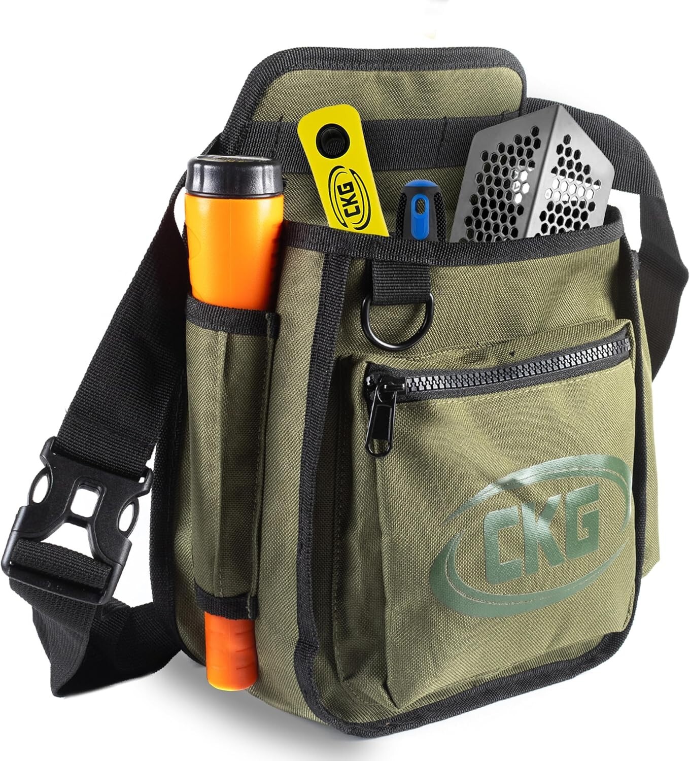 CKG Metal Detecting Finds Bag Waist Digger Tools Bag for Pinpointer, Green