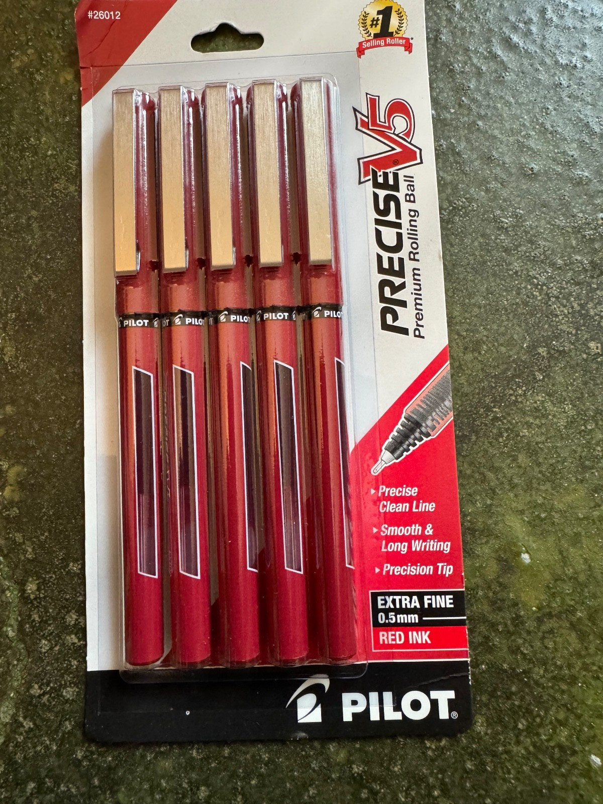 Pilot Precise V5 Extra Fine 0.5mm Rolling Ball Pens RED 5 Pack FREE SHIPPING