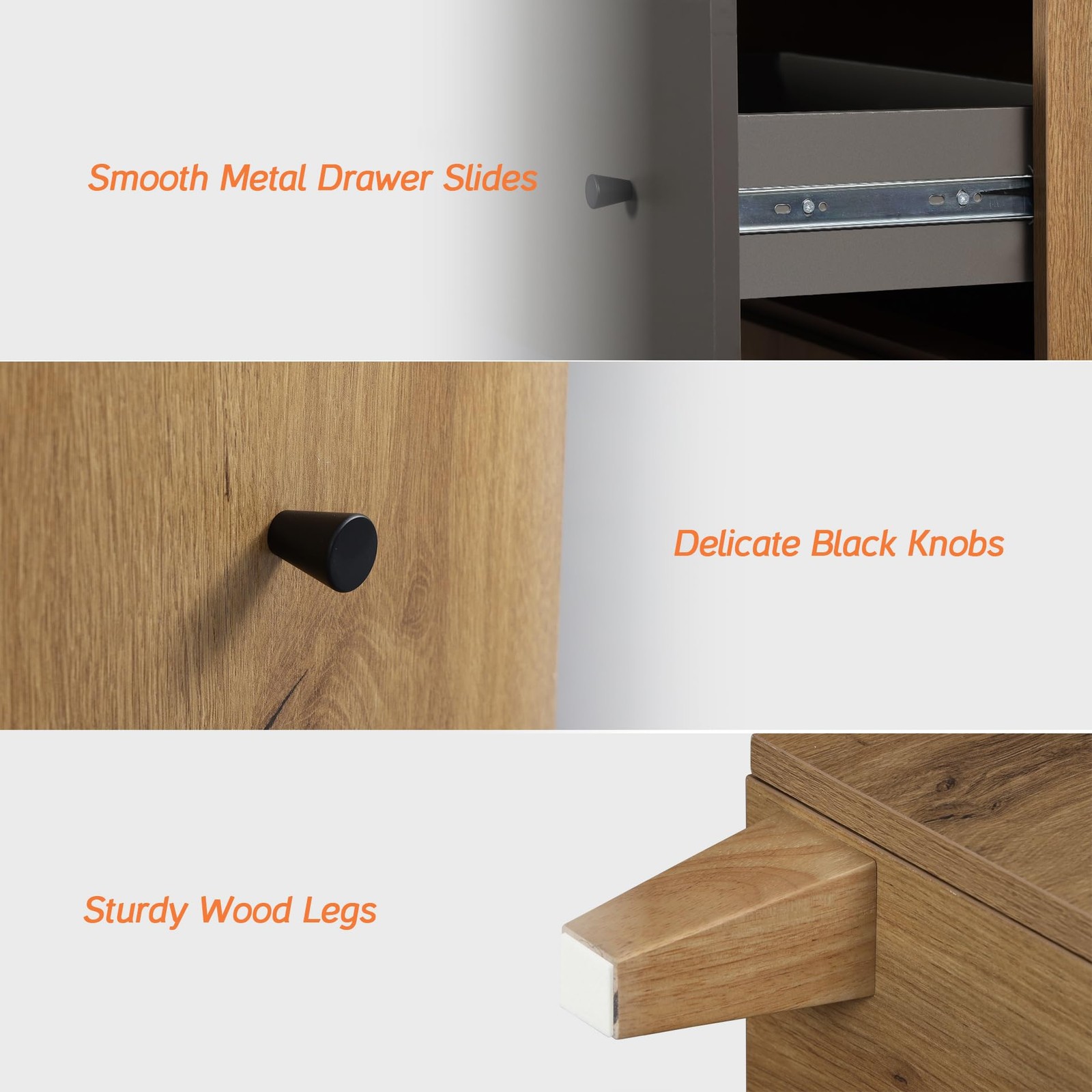 4 Modern Wood Cabinets with Drawers Doors Adjustable Shelves Oak Brown Dark Grey