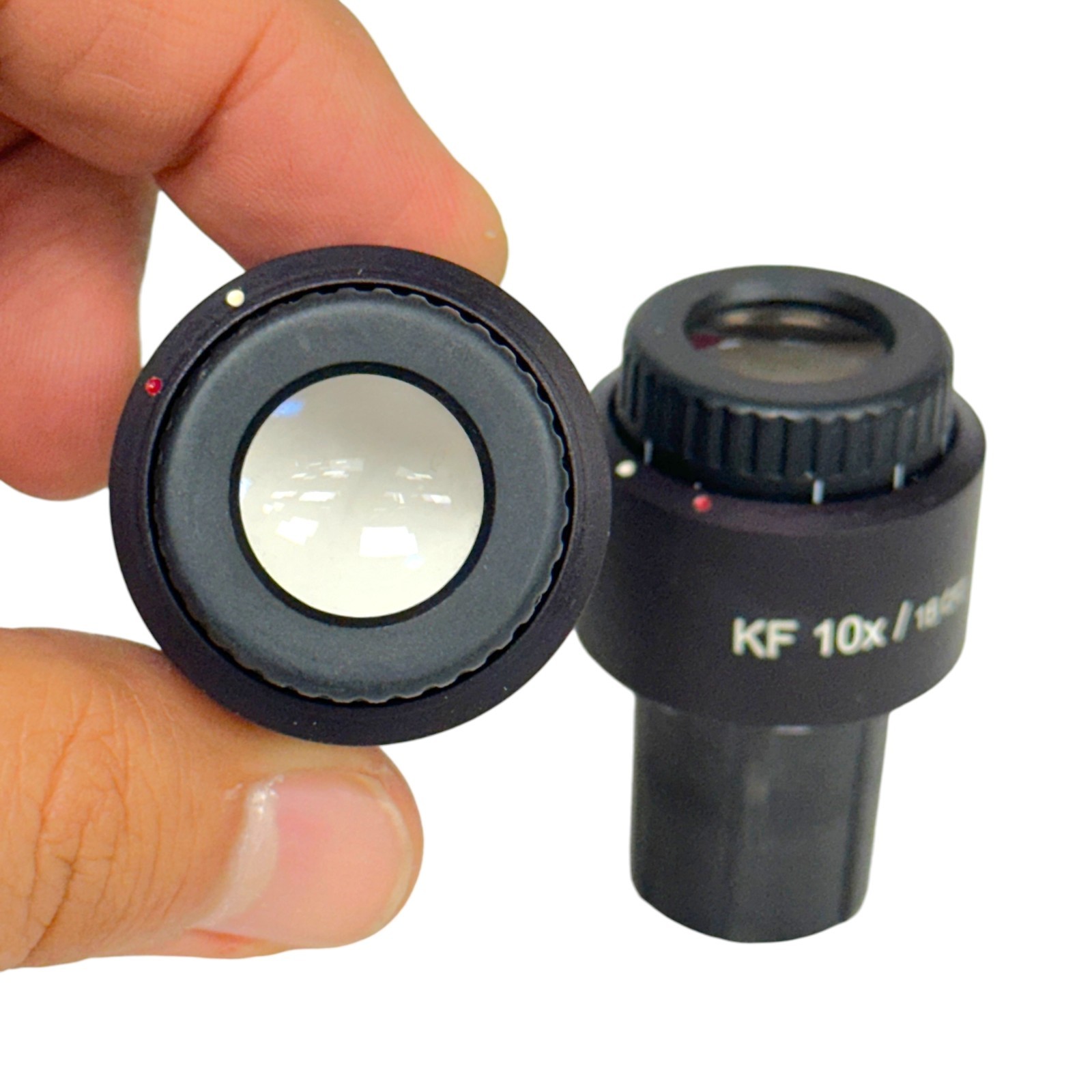 Pair of Carl Zeiss KF 10x/18 Microscope Eyepiece Lens 46 40 27 Made in Germany