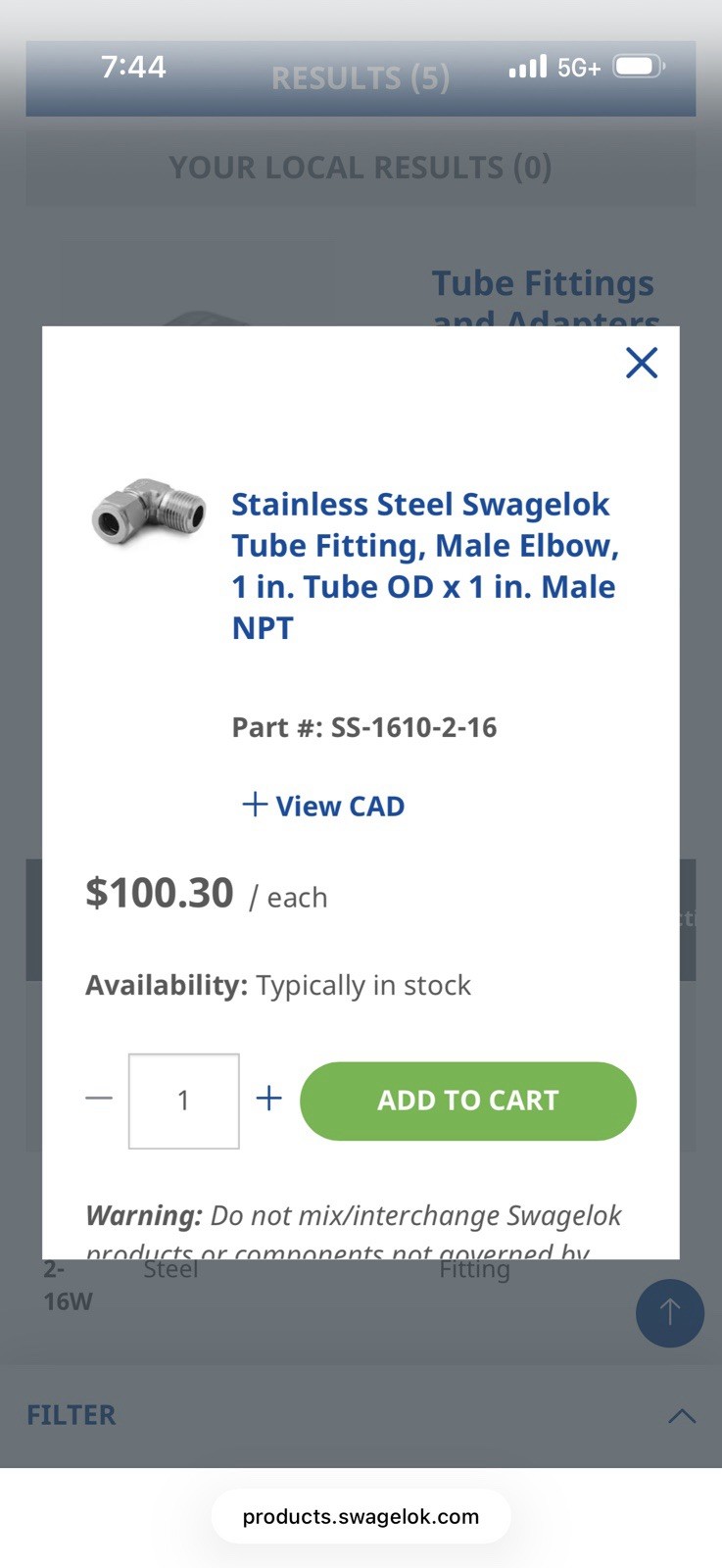 New QTY 20 Swagelok SS-1610-2-16 SS Tube Fitting Male Elbow 1” Tube OD x 1” MNPT