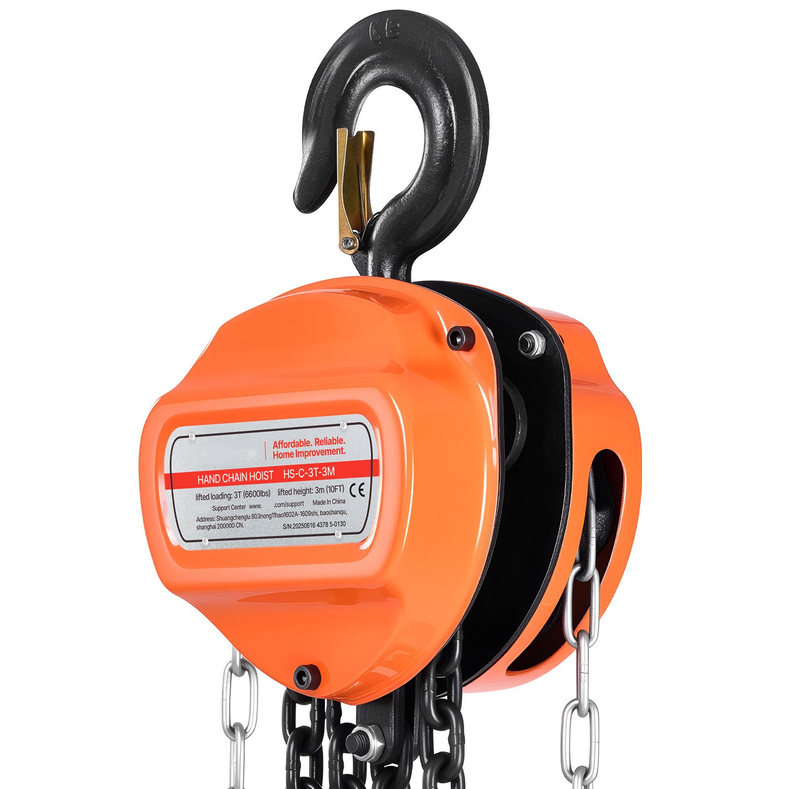 Uimoso Manual Chain Hoist 1100-6600lbs Load w/10/20ft G80 Chain 1T/2T/3T