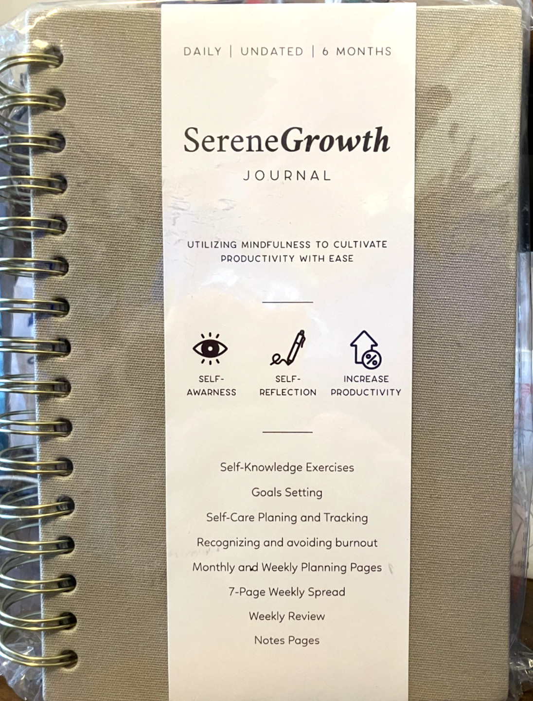 Serene Growth Daily Journal- Daily, Undated, 6 Months- NEW / SEALED