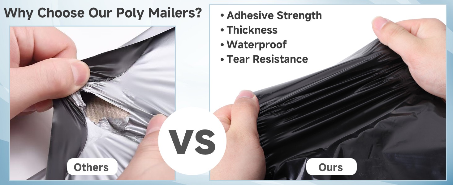 Any size Black Poly Mailers Shipping Envelopes Self Sealing Plastic Mailing Bag