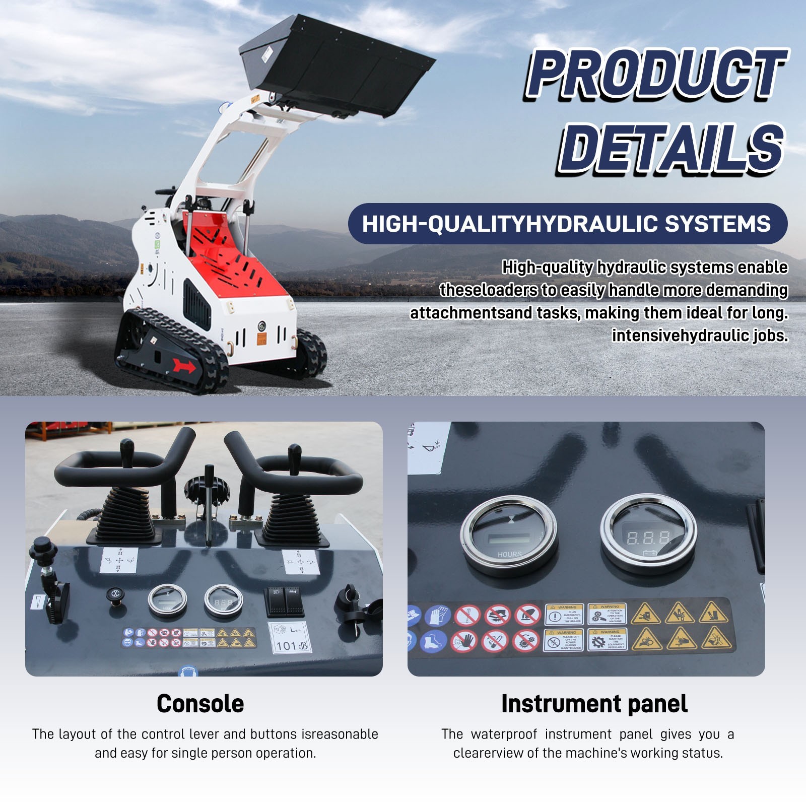 Mini Skid Steer Loader Tracked 13.5HP Stand-on Compact Skid Steer USA Stock
