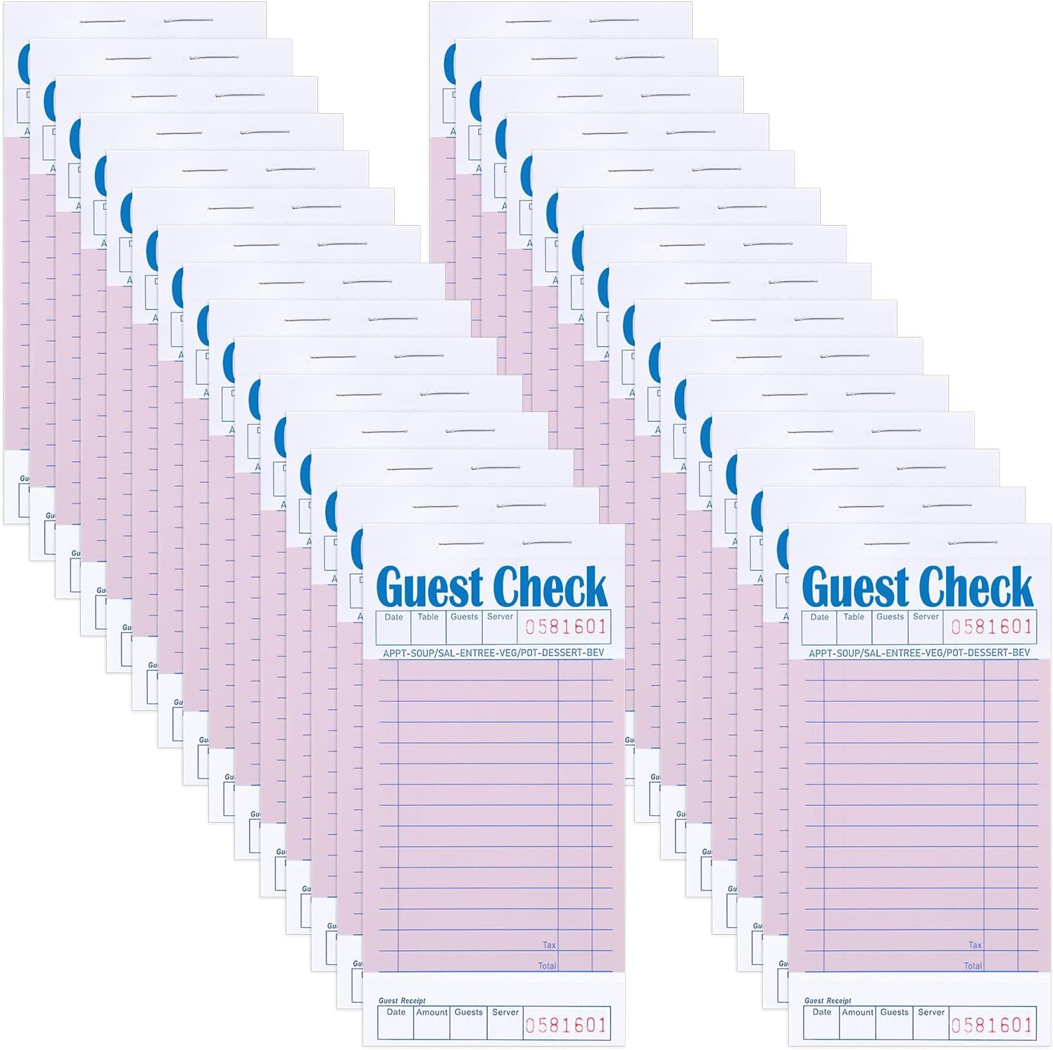 30 Pack Pink Guest Checks for Servers, Server Note Pads Waitress Check Pads with