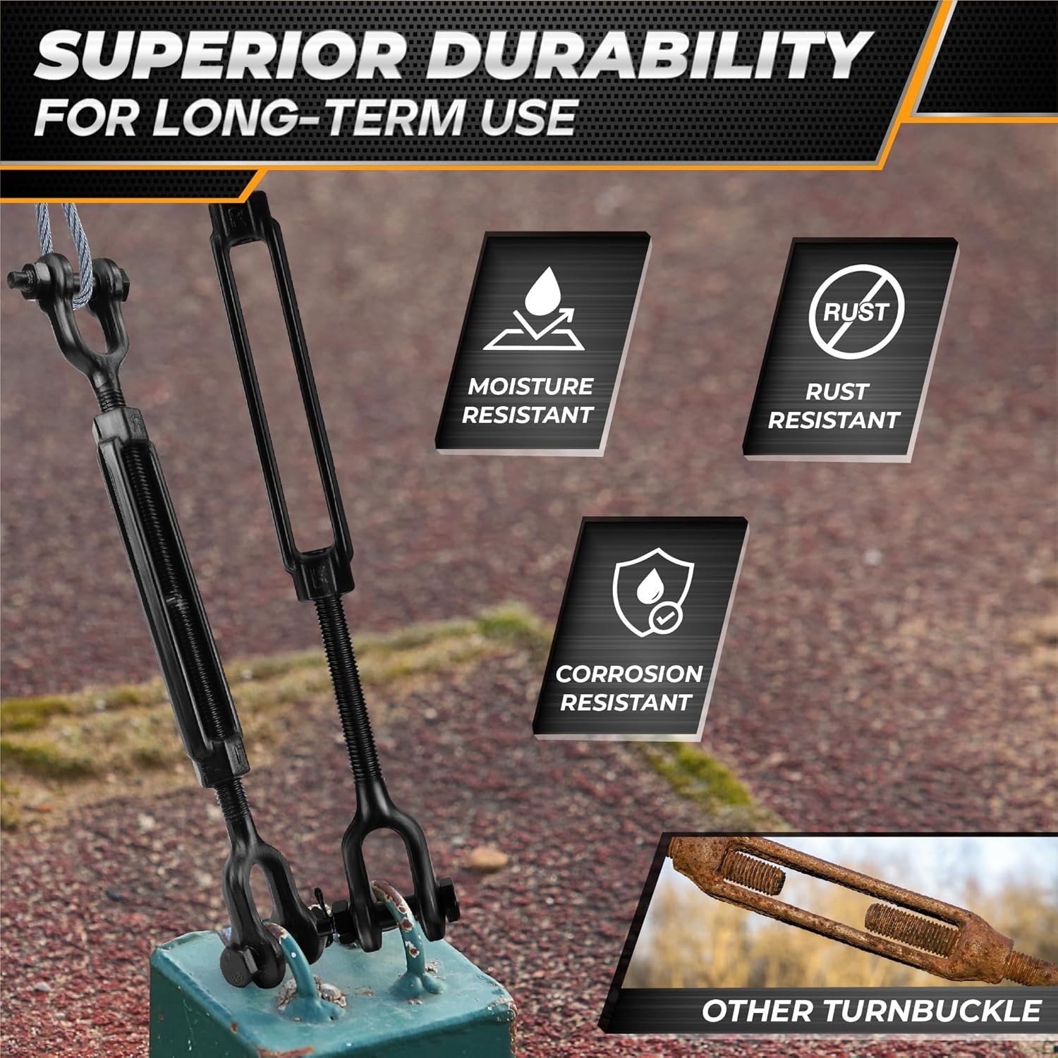 Versatile 5/8”x15” Turnbuckle with 3500 lbs Capacity for Indoor and Outdoor Use
