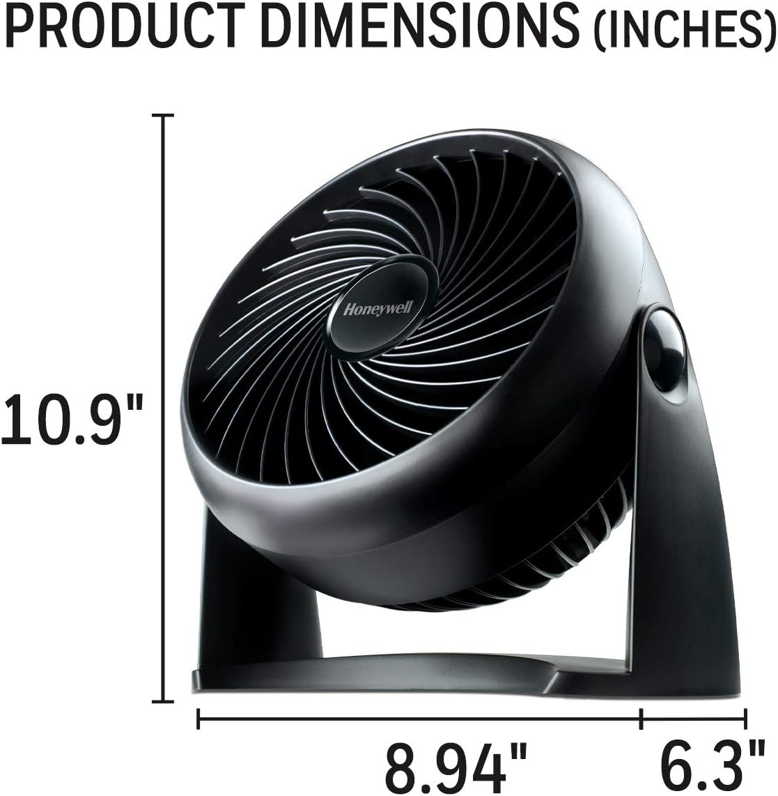 Honeywell HT900 TurboForce Tabletop Fan, 3 Speeds 90° Pivoting Head Black