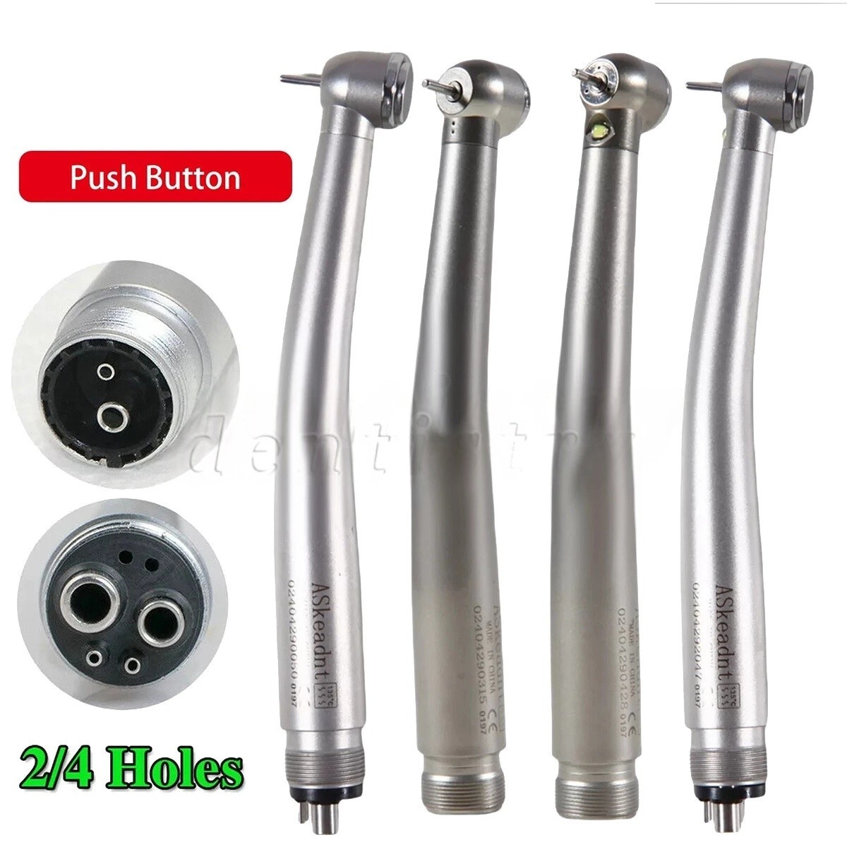 Dental (LED Optic E-generator) Denshine Handpiece High Speed Turbine 2/4Hole USA