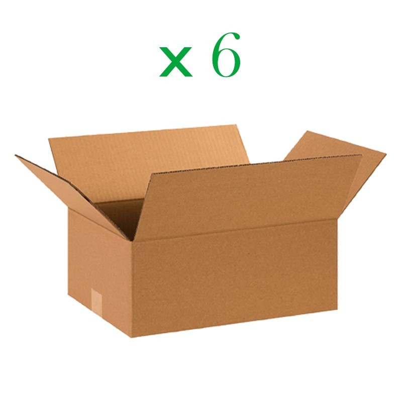 Shipping Boxes 14 x 10 x 6 in., 6/12 Pack | For Packaging, Moving, and Storage