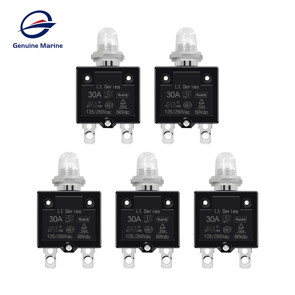 1/5/8PCS Push Button Reset Thermal Circuit Breaker 5-40A 50V DC 125/250V Volt AC