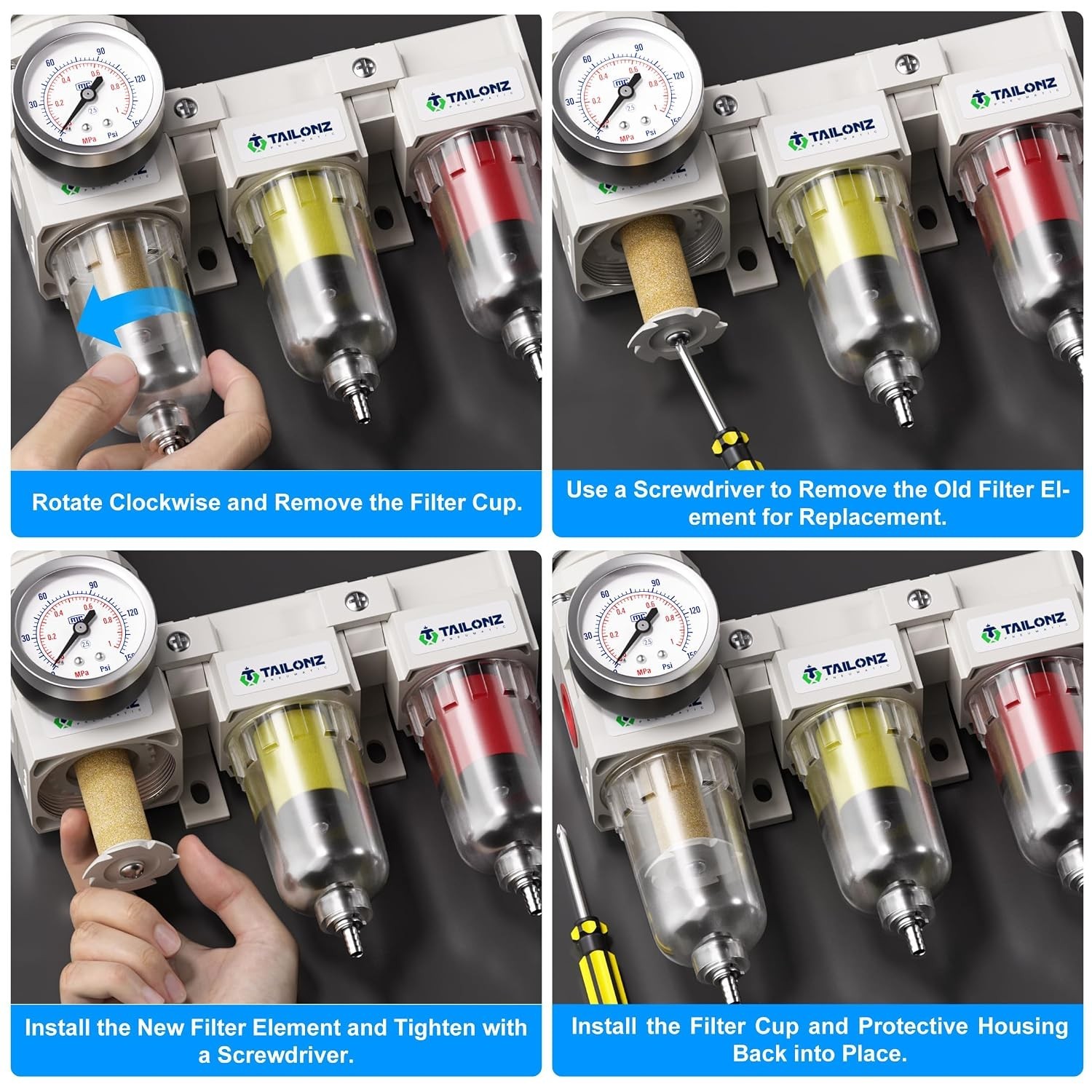 Grade 3 Stage Air Drying System 0-150PSI – Essential Air Tool Filter Combo