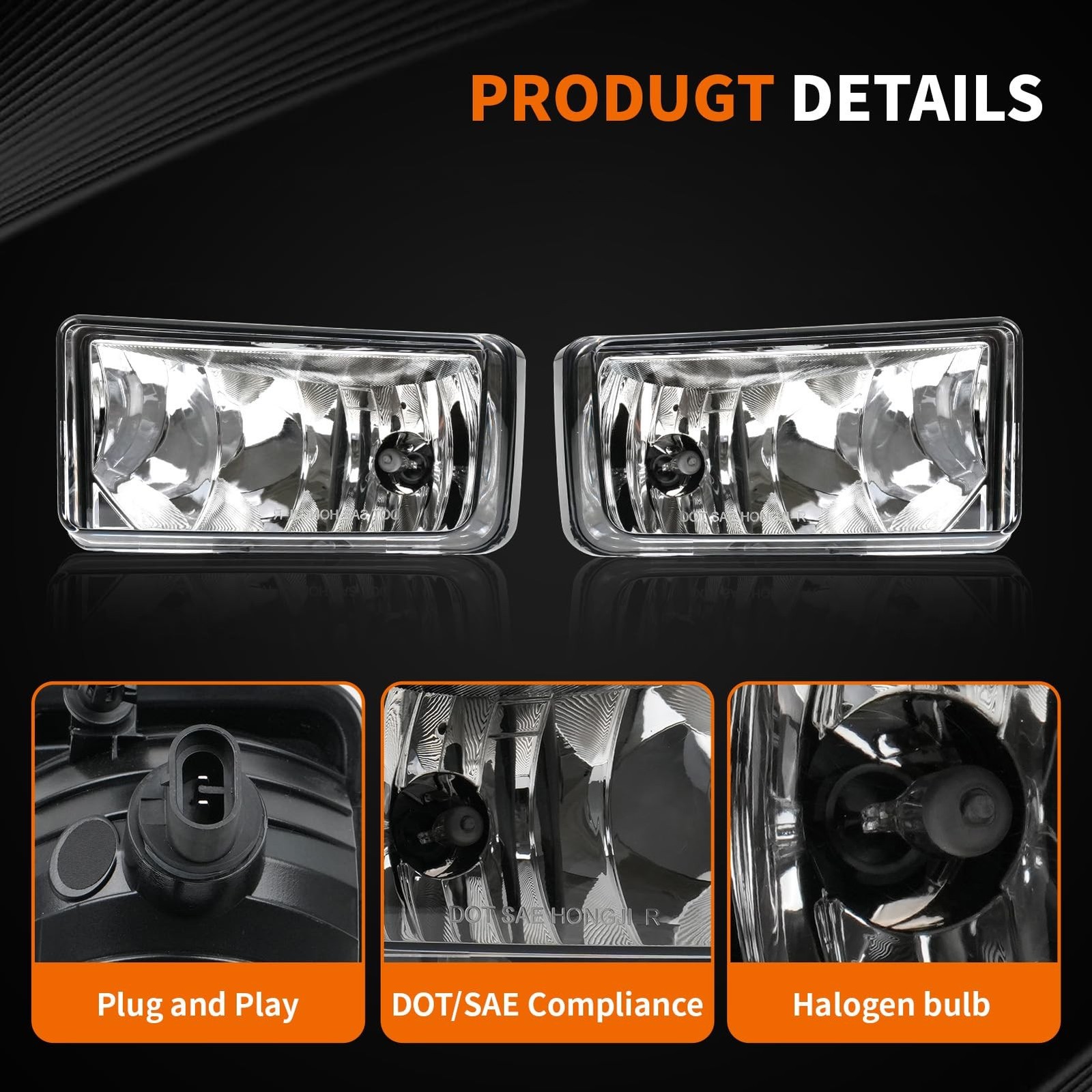 Bumper Fog Lights with Halogen Bulbs Compatible with 2007-2015 Chevy Silverad…