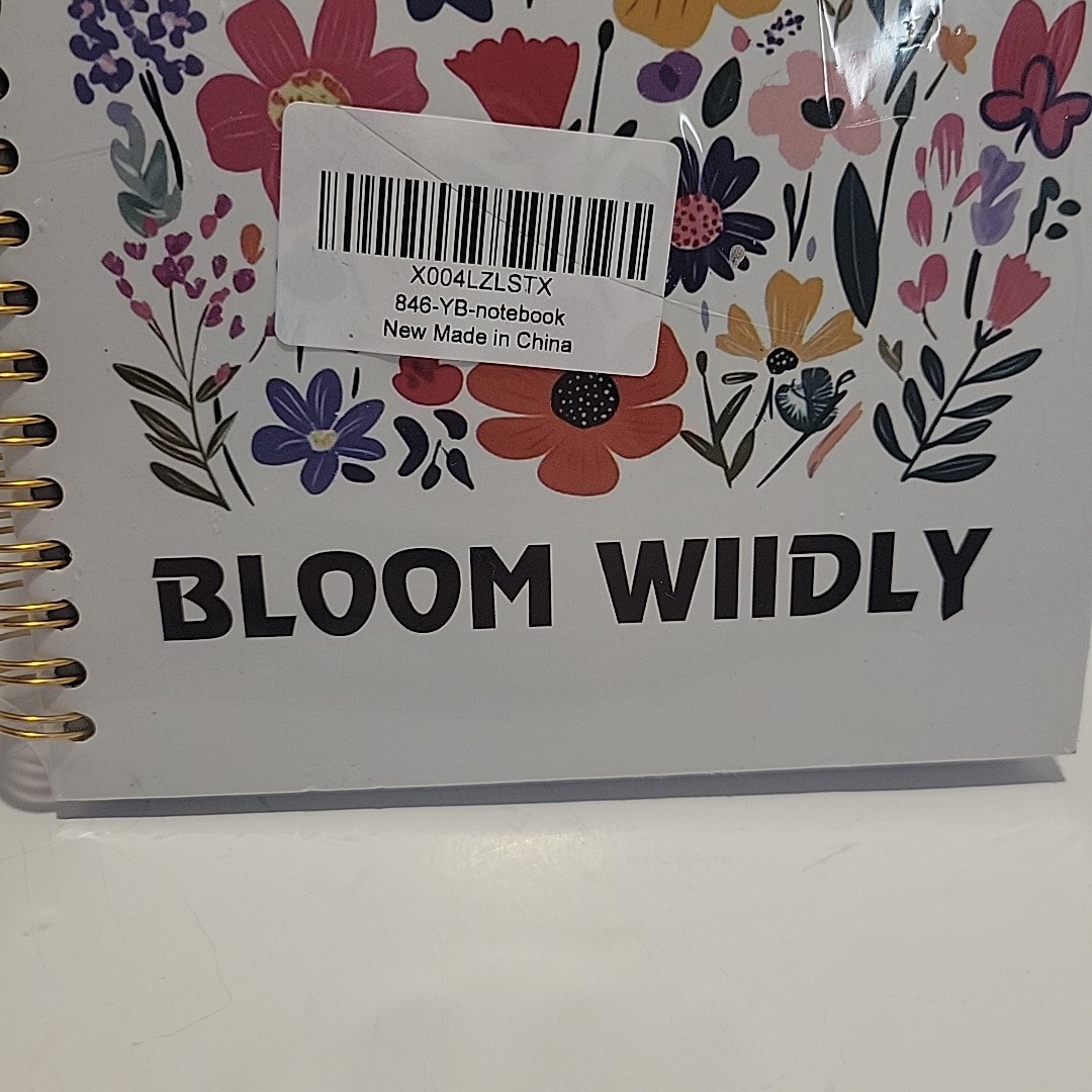 Grow Freely Journal Notebook Gold Spiral Binding Pink Floral Bloom Wildly