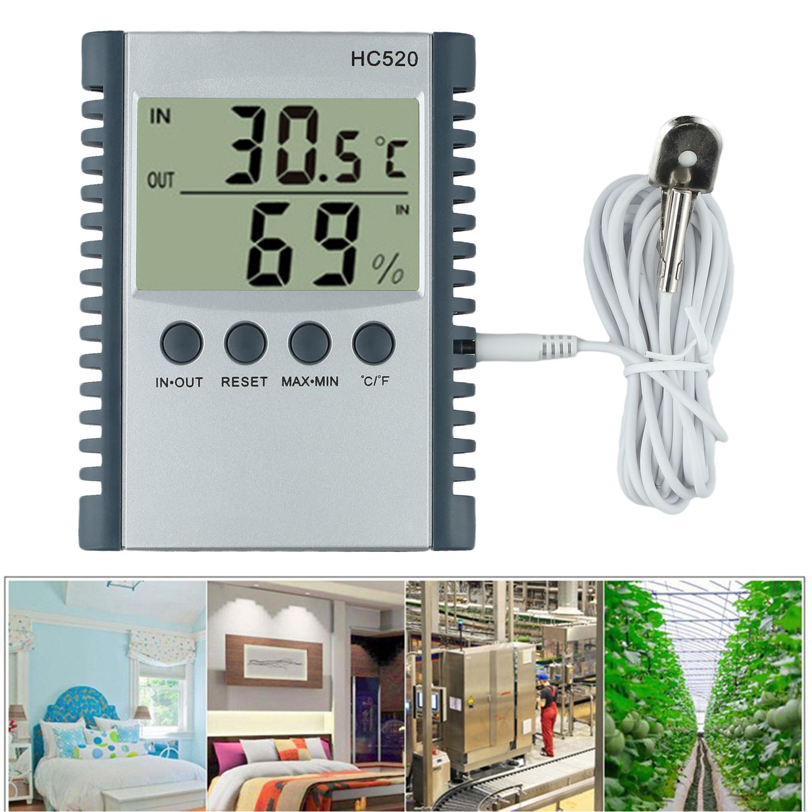 Contemporary Design Temperature and Humidity Meter for Indoor and Outdoor Use