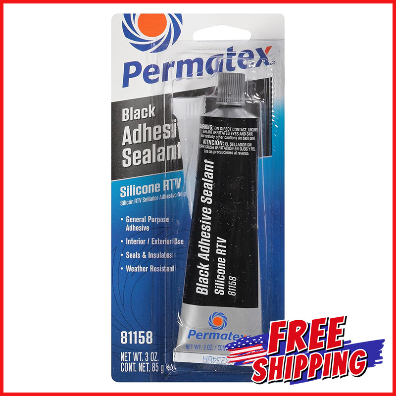 BLACK SILICON ADHESIVE SEALANT Permatex Tube Waterproof Weather Resistant Seal