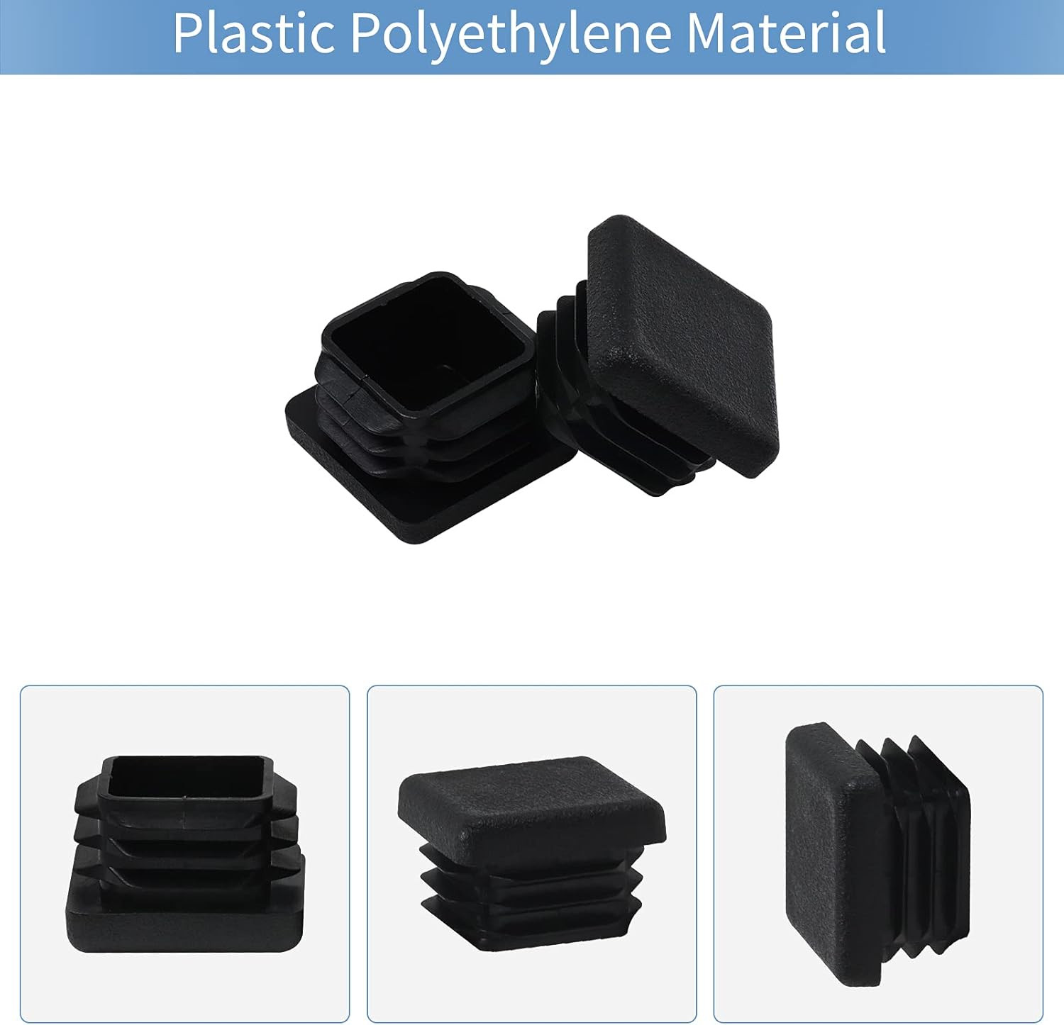 1 1X1 Square Tube End Cap Plastic Plugs 12 Pack, 1X1 1 Inch Square Tubing Plug 1
