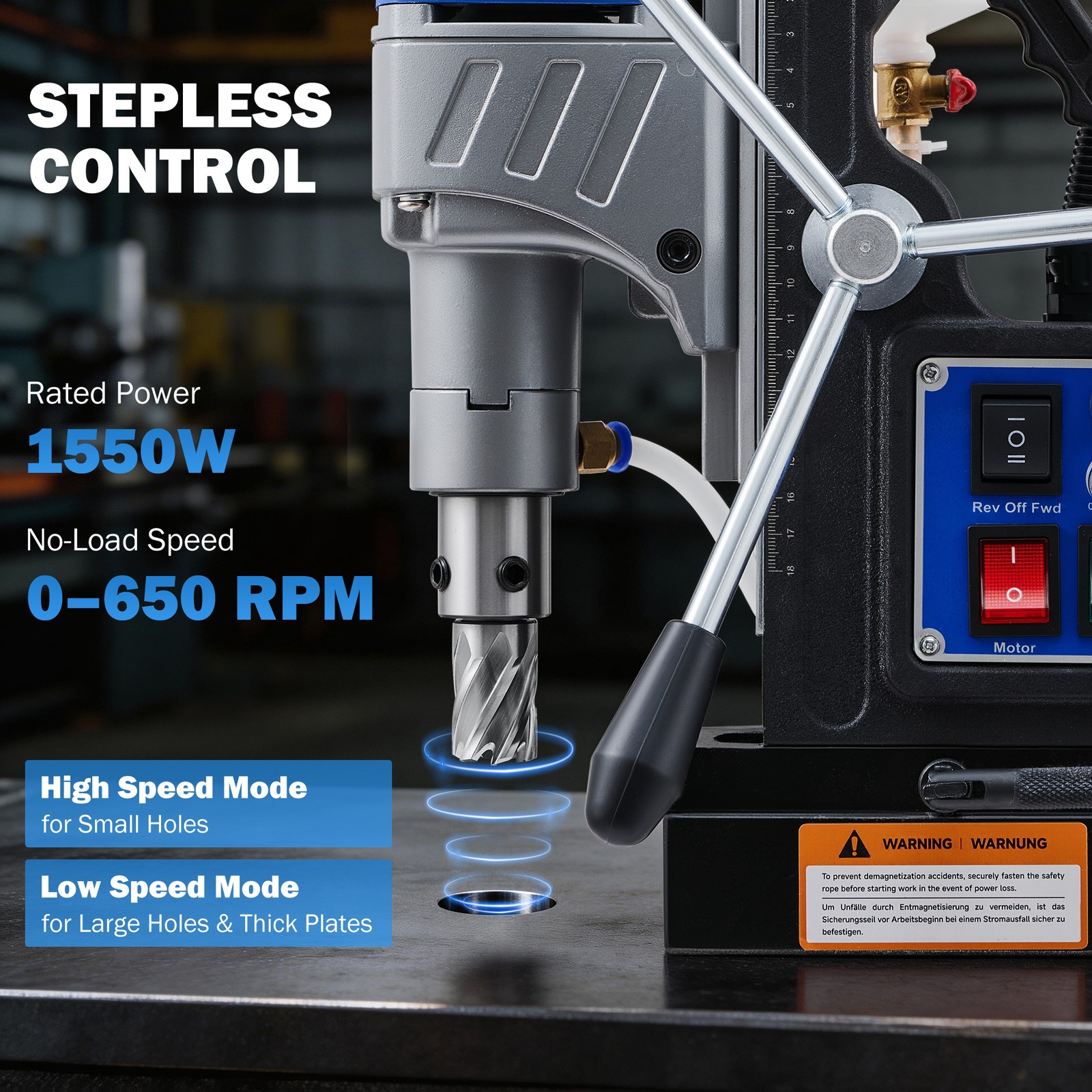 Electric Magnetic Drill Press Forward/Reverse Rotating Base Portable 1550W US