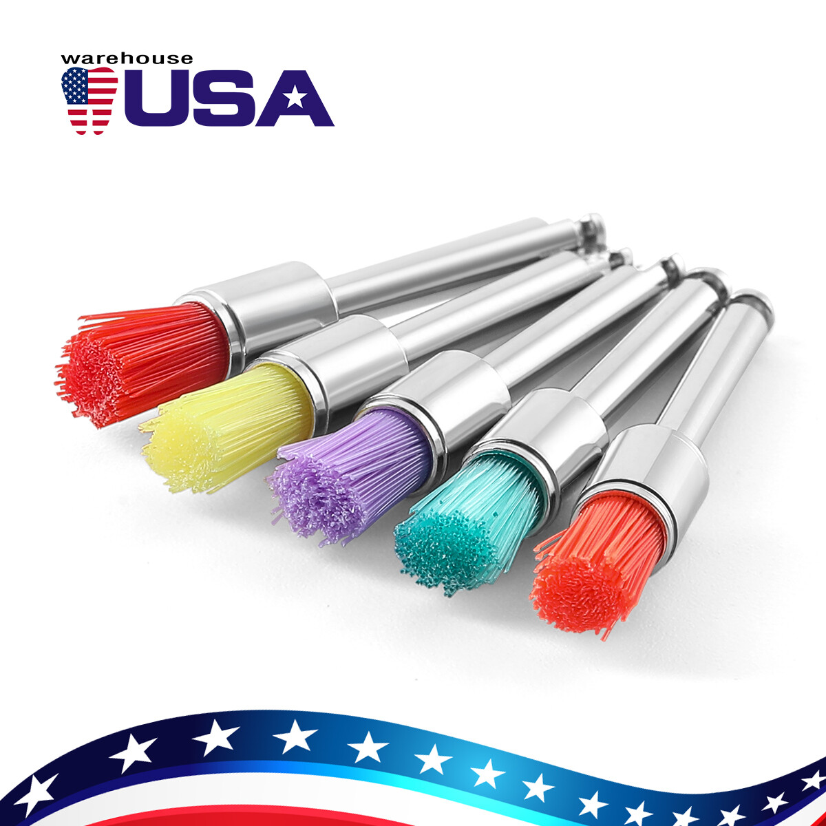 100 Brush Dental Nylon Materials Closure Latch Flat Type Rainbow Polishing Brush