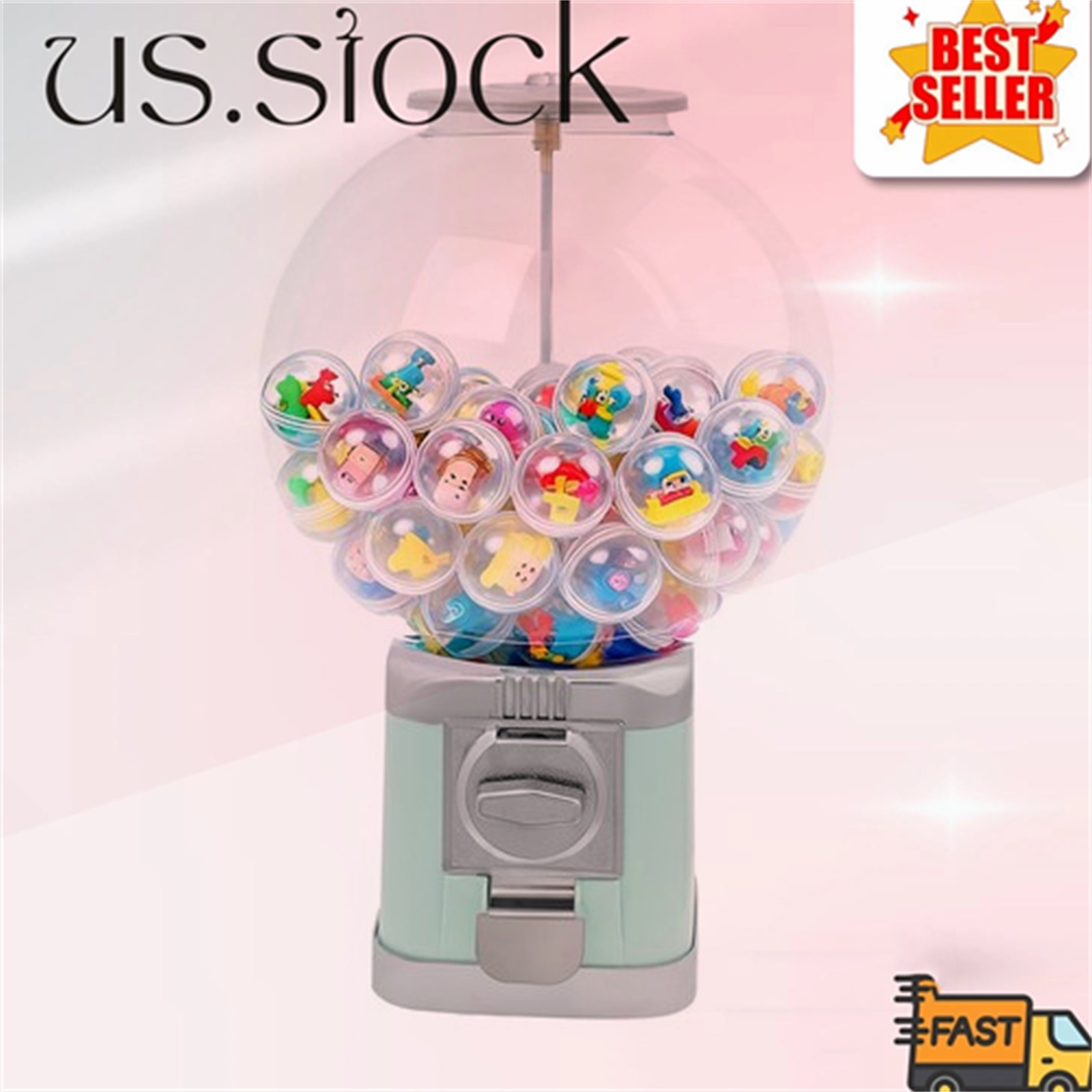 Gumball Machine With Coin Bank – Green Vintage Bubble Gum Candy Dispenser USA
