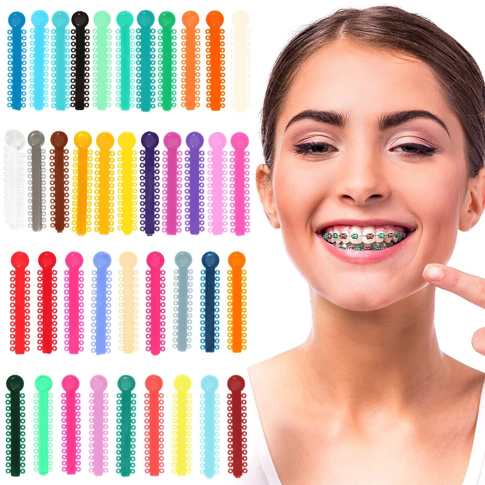 1008Pcs Dental Orthodontics Elastic Ligature Ties Transparent 45 Colors Option
