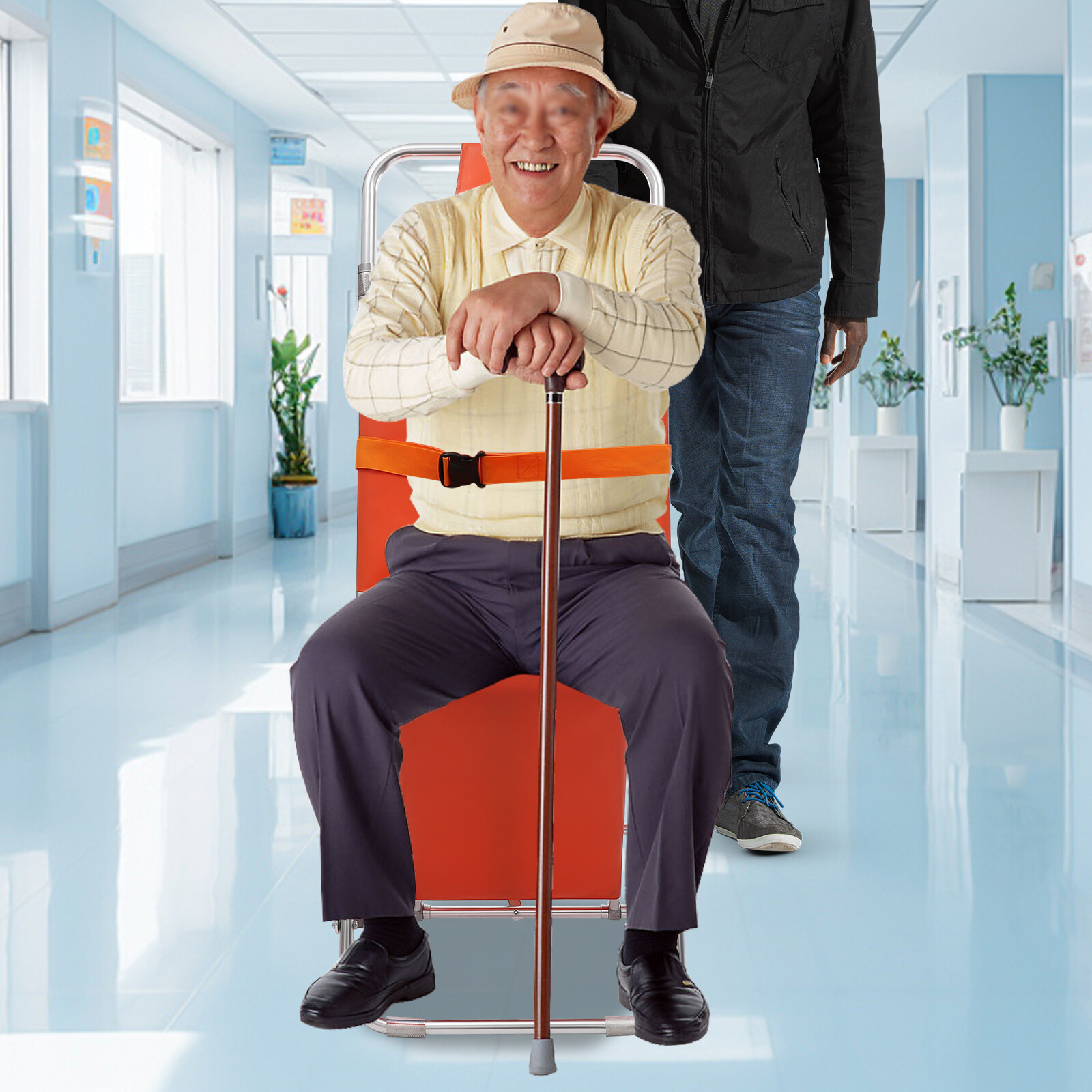 Emergency Rescue Stair Stretcher Chair Foldable Chair Stretcher W/ 2 Wheels