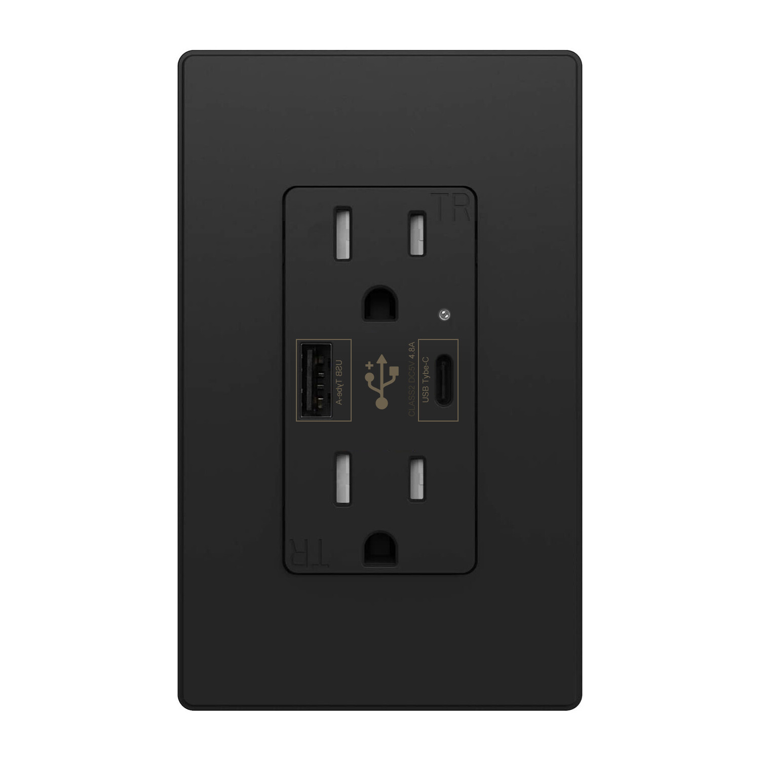 Micmi USB C Outlet , Smart 4.8A ,15 Amp Fast Charging Capability UL Listed,Black