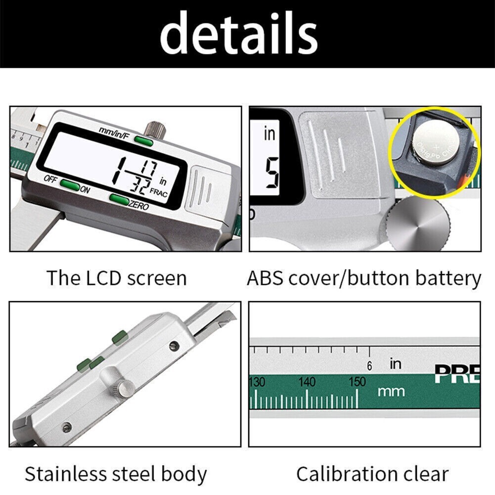 0–6″ Digital Electronic Vernier Caliper LCD Gauge Vernier Caliper Micrometer