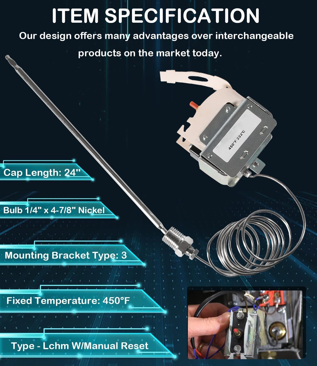 PP10084 High Limit Switch for Pitco Fryer and Gas Fryer Safety Thermostat 450?